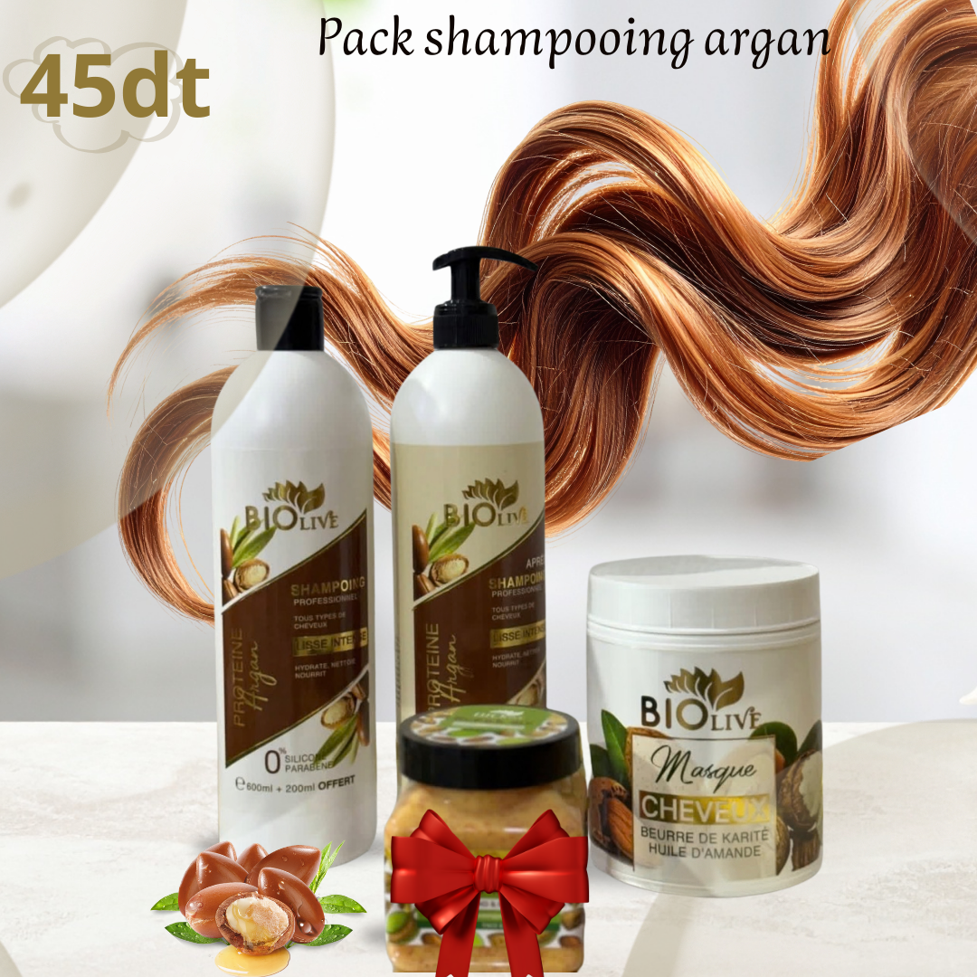 Shampoing argan +shampoing avocat+shampoing miel