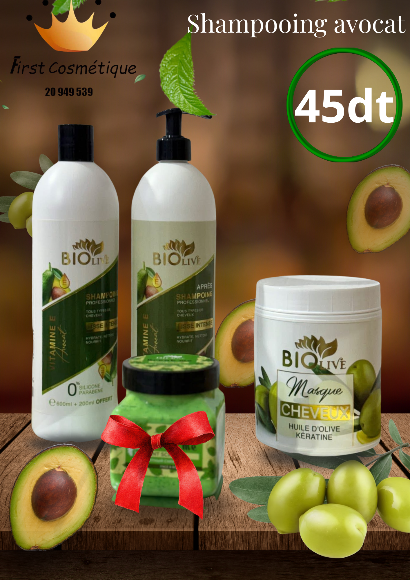 Shampoing argan +shampoing avocat+shampoing miel